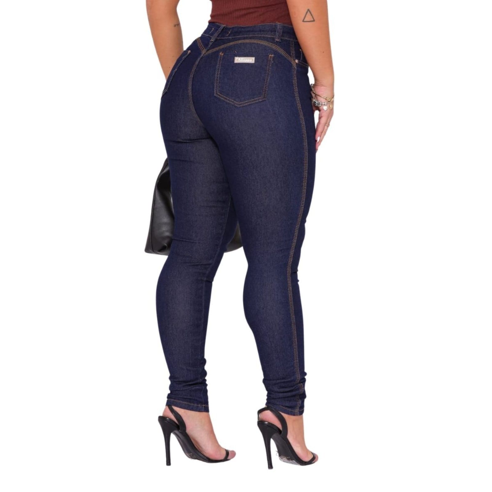 Vista 2 Calça Skinny Jeans Escuro Feminina Alleppo Jeans azul/azul marinho