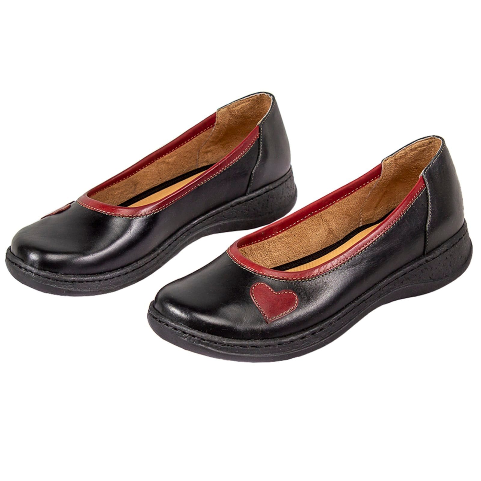 Sapatilha BaixoBico Redondo Couro Conforto e Vermelho