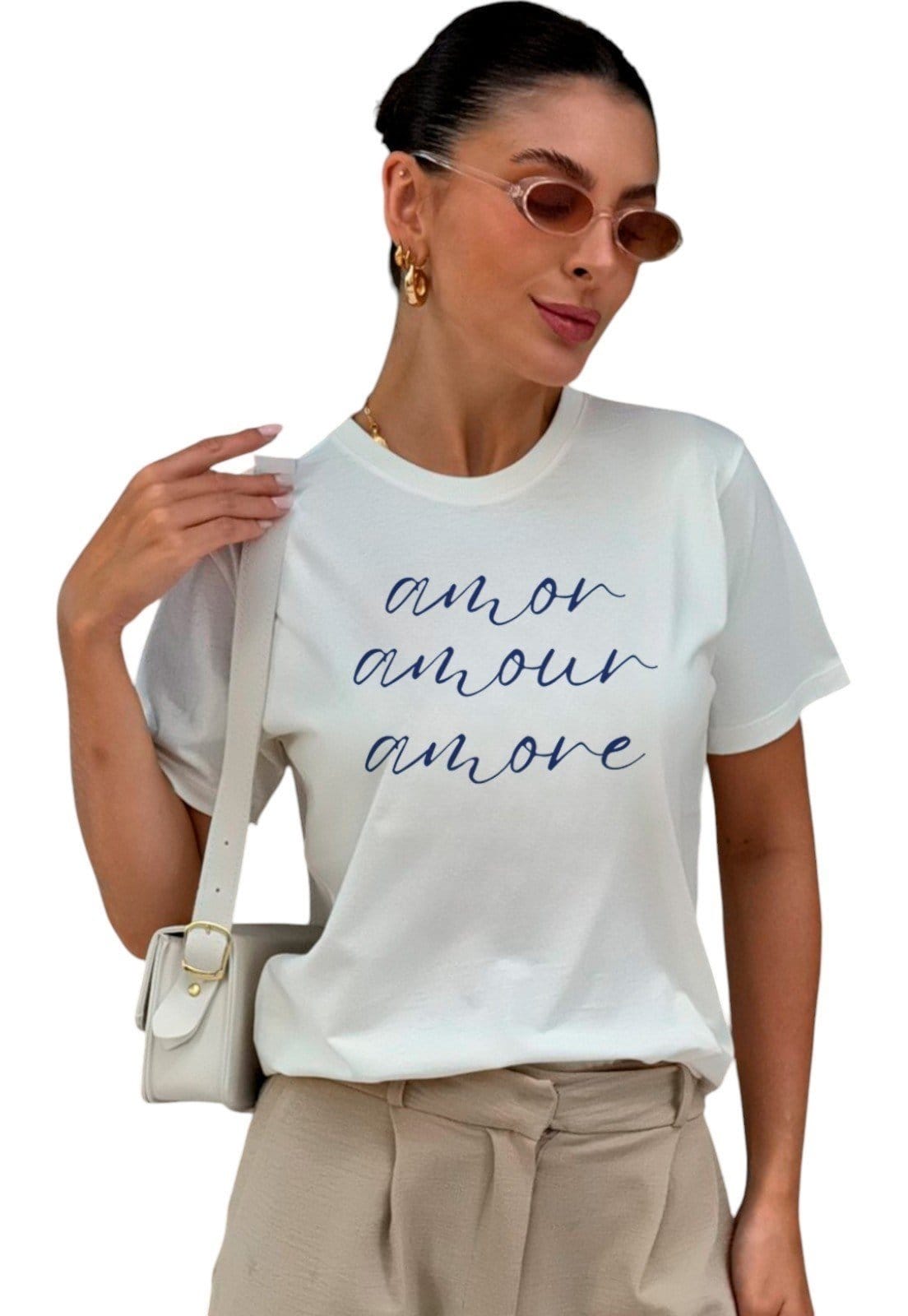 Camiseta Cianitas Off Estampa Amor Amour Amore