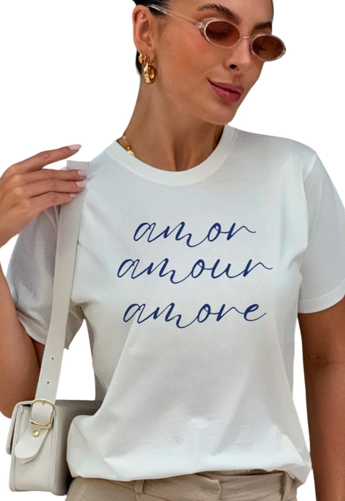 Camiseta Cianitas Off Estampa Amor Amour Amore - 2