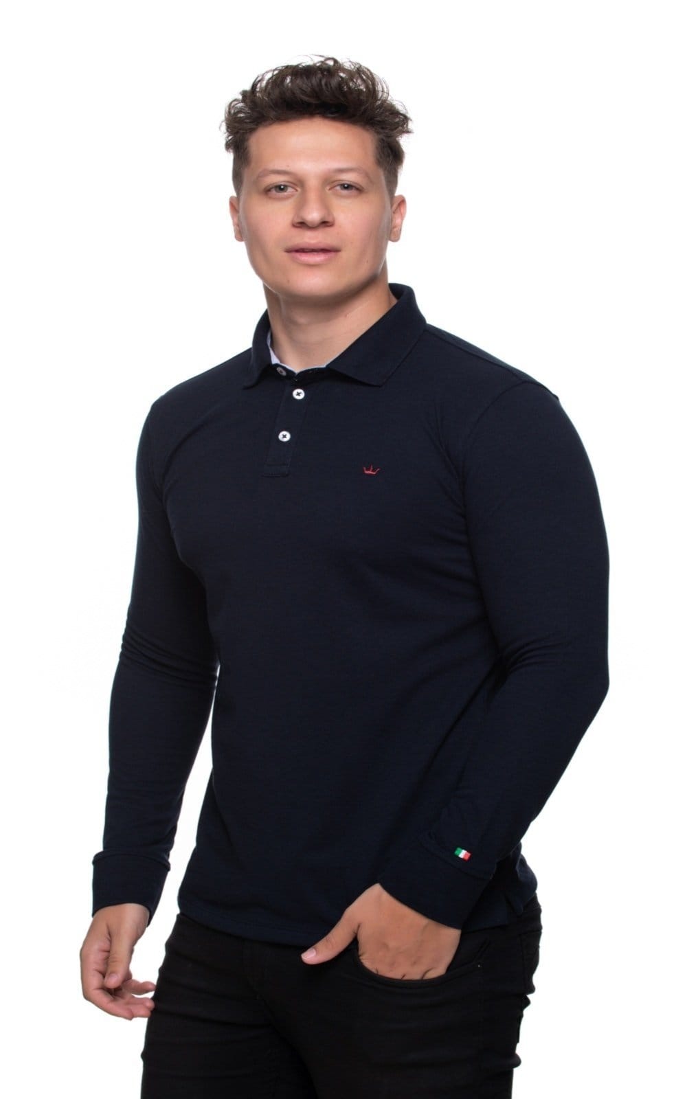 Vista 2 Camisa Polo Italia Aburguesia Slim Fit Alfaiataria Burguesia azul marinho