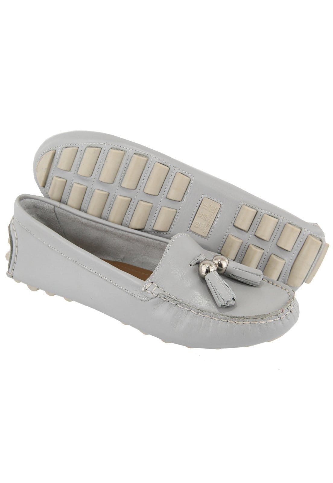 Vista 2 Mocassim Em Couro Franja Retta Grigio Retta Shoes cinza grigio