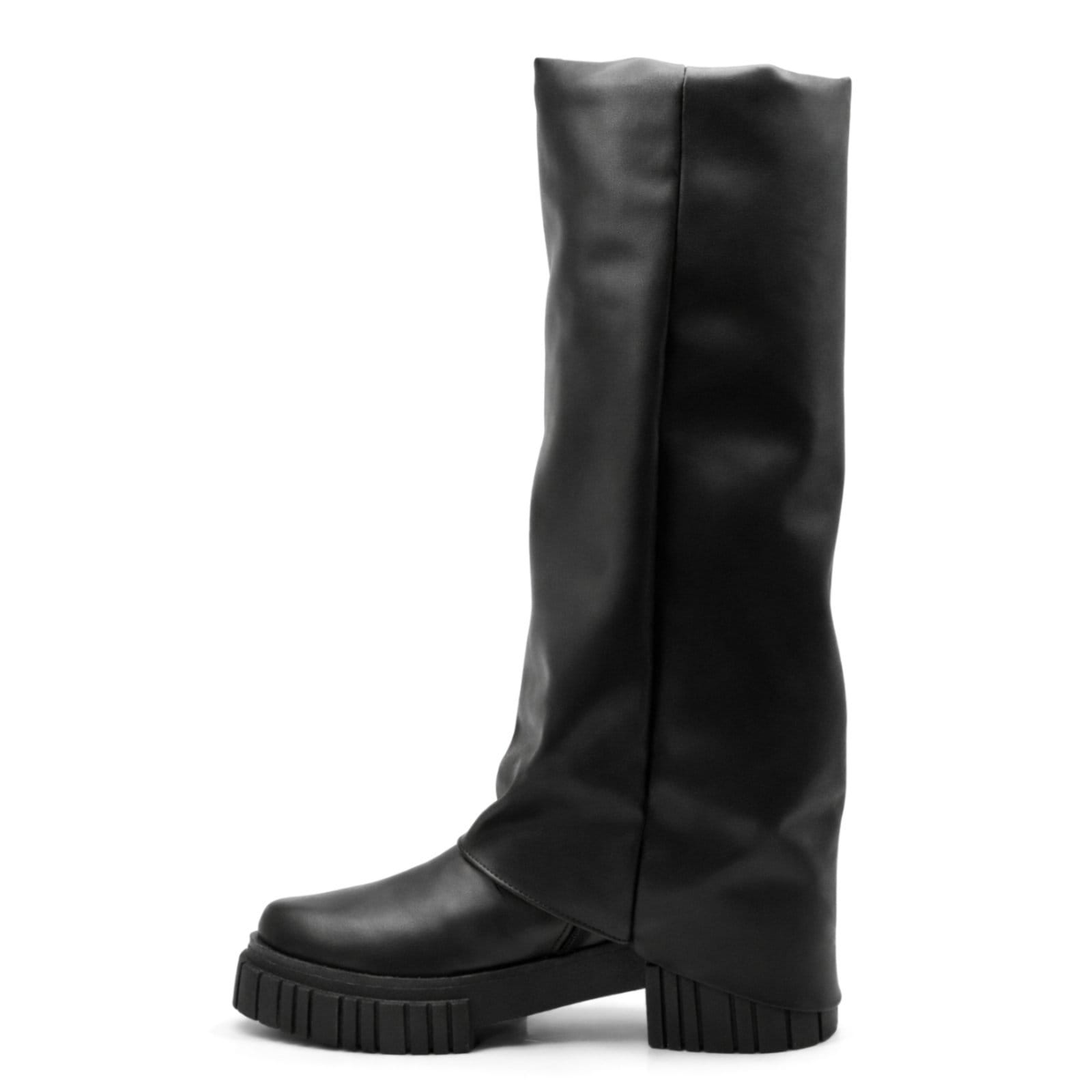 Vista 2 Bota Feminina Coturno Tratorado Cano Alto Com Capa Capuz 23108 Preta Hannah Footwear preto