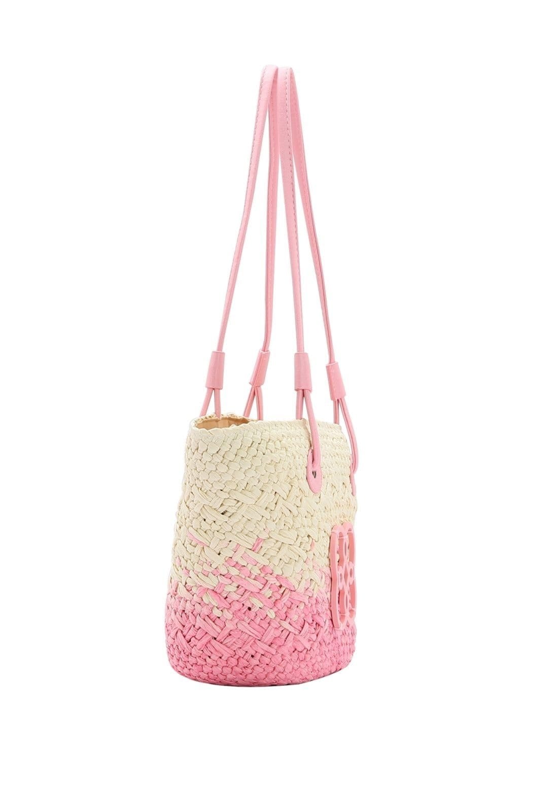 Vista 2 Bolsa Feminina Chenson Palha Ombro Media Praia Piscina Verão 3184578 Chenson rosa