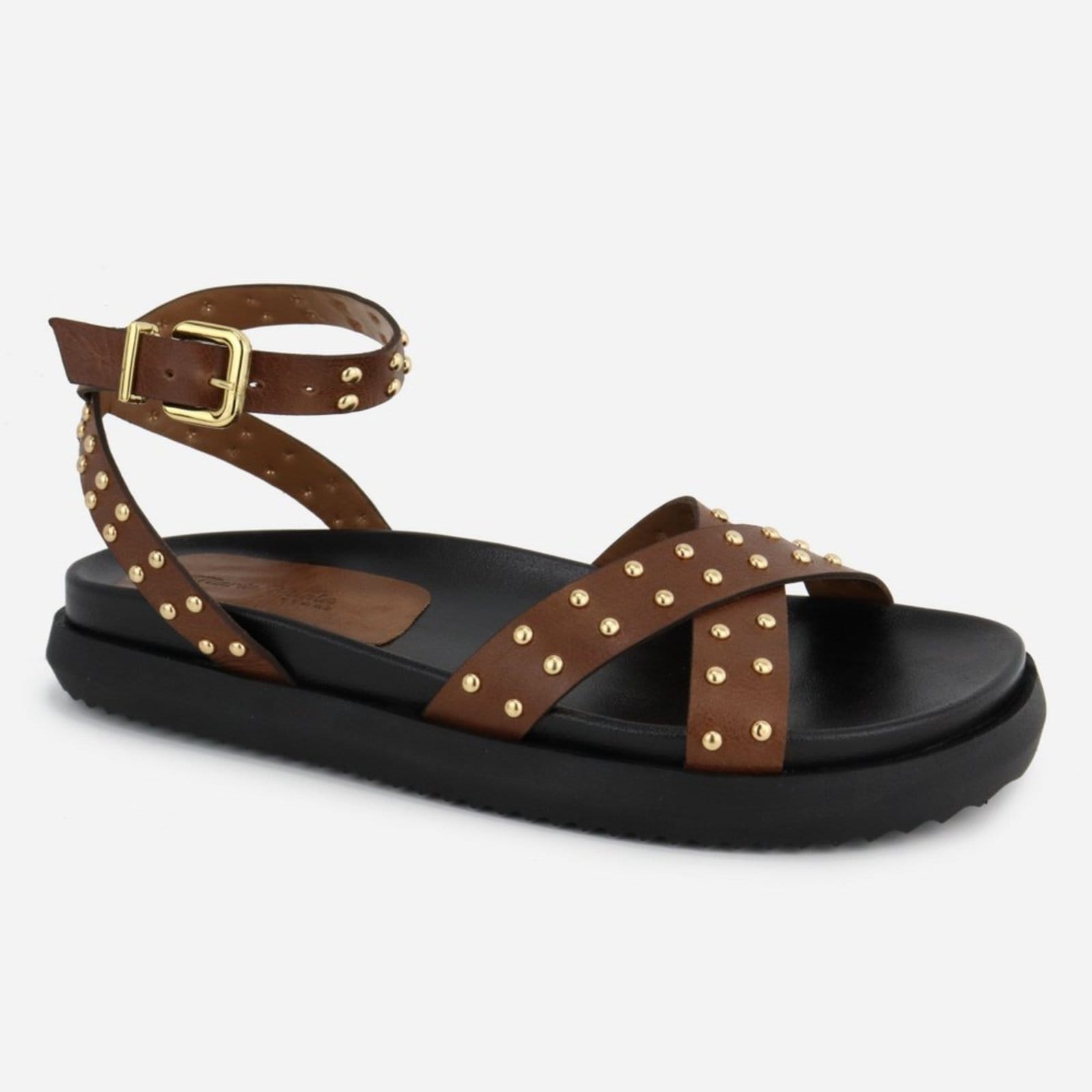 Sandália Rasteiria Couro Maria Paula Solado Confort