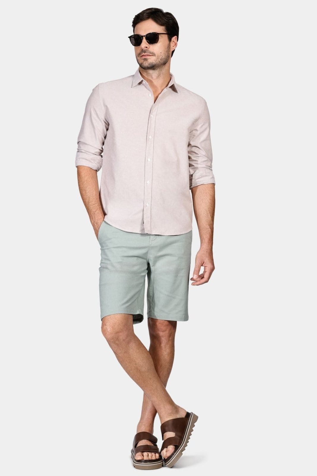 Vista 2 Camisa Aramis Regular Oxford Cáqui Aramis bege