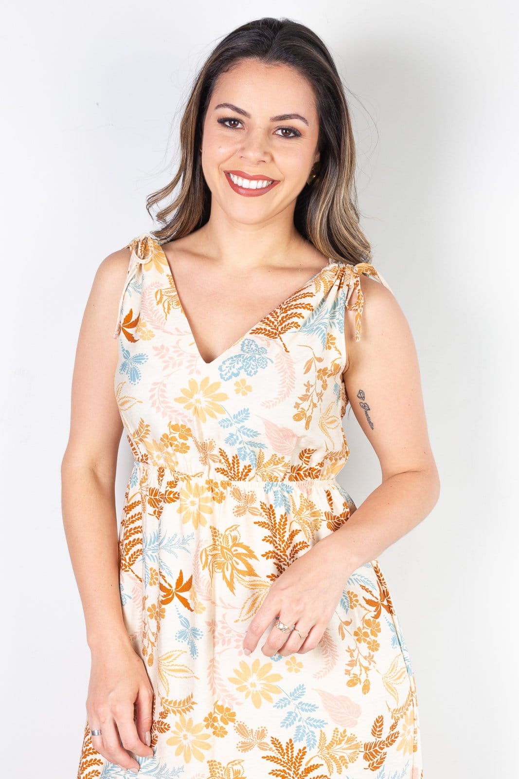 Vista 2 Vestido Enluaze Feminino Midi Regata 51155 Enluaze floral