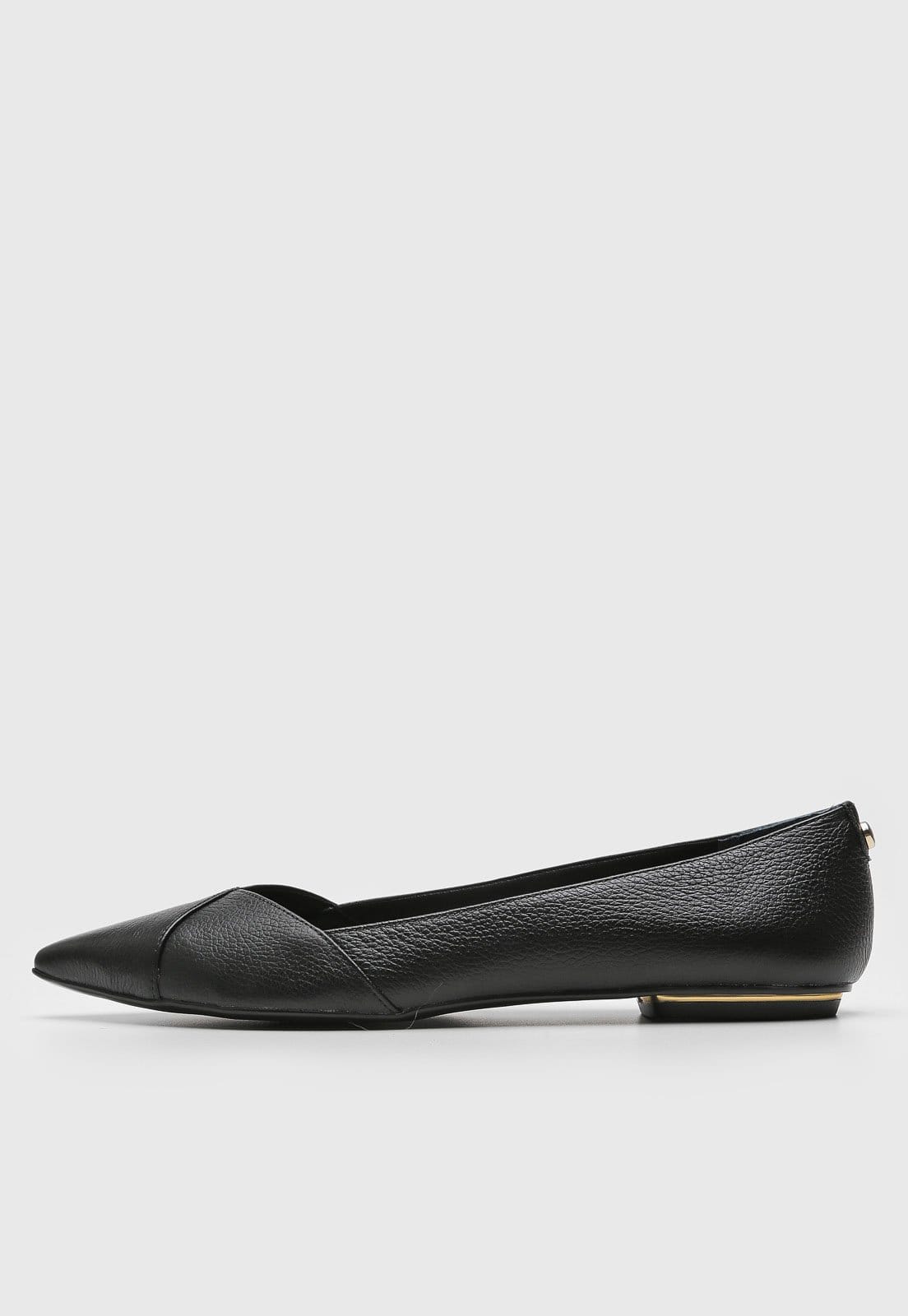 Sapatilha Couro Jorge Bischoff Bico Fino Preta