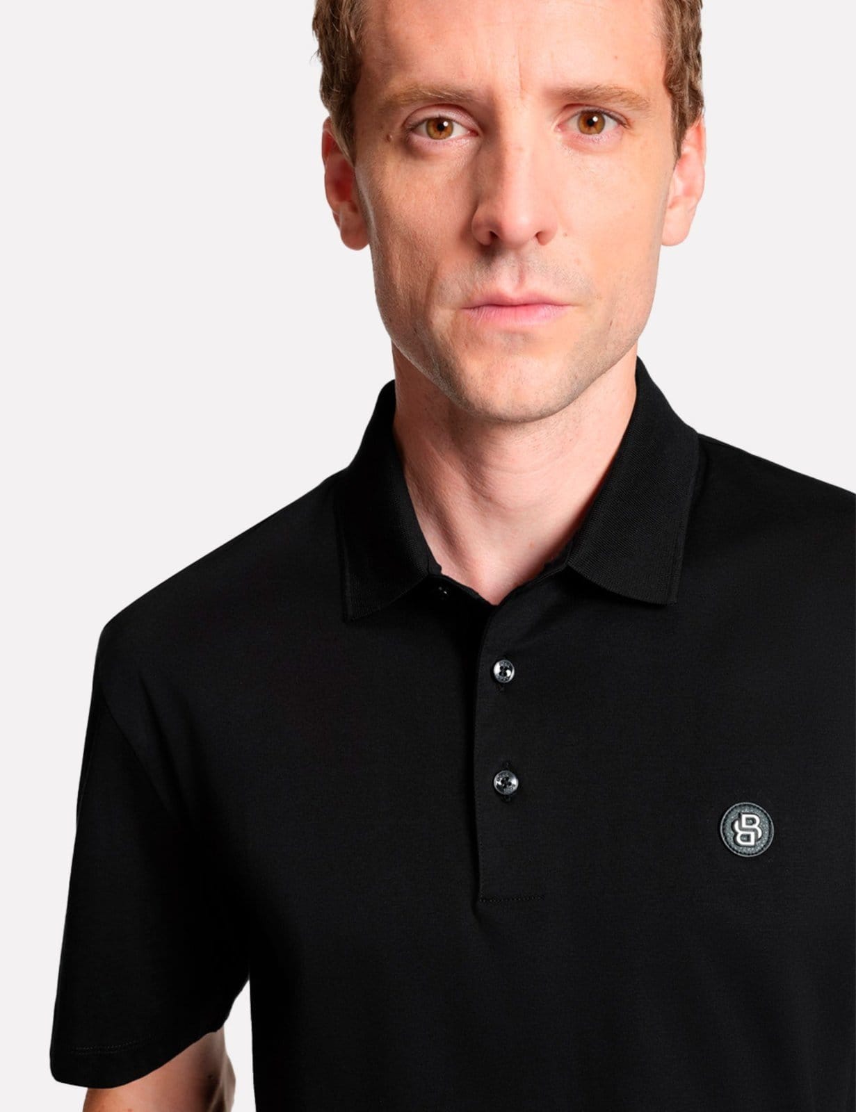 Vista 2 Polo Hugo Boss Masculina Regular Mercerised C-Parris 01 001/002 Preta Hugo Boss preto