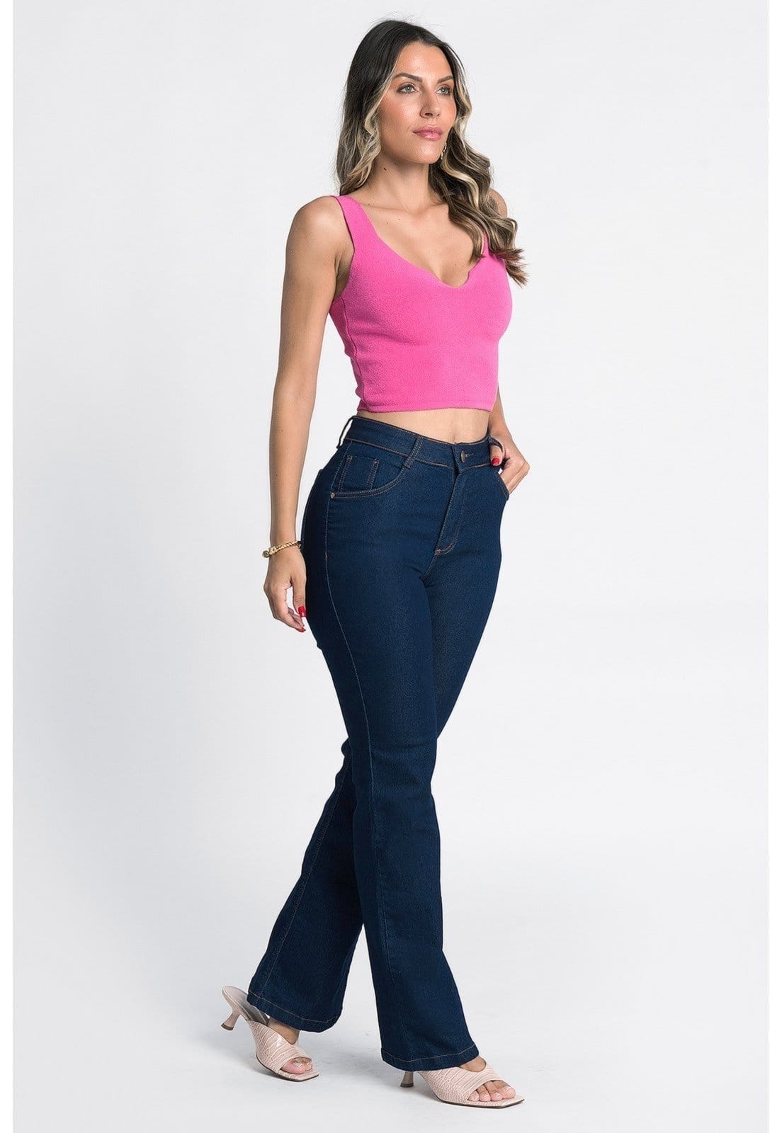 Vista 2 Calça Flare Automic Cintura Alta Meu Jeans jeans