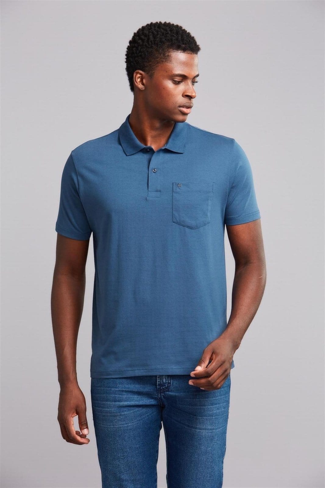 HIGHSTIL Polo Manga Curta com Bolso Comfort Malha Básica Noturno