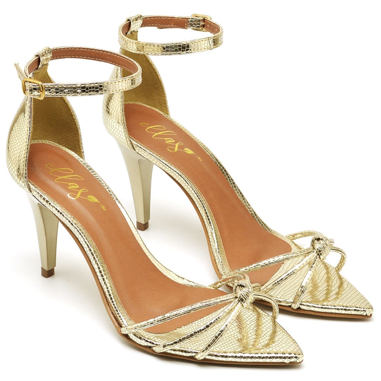 Sandália Bico Folha Salto Médio Lagarto Ella's