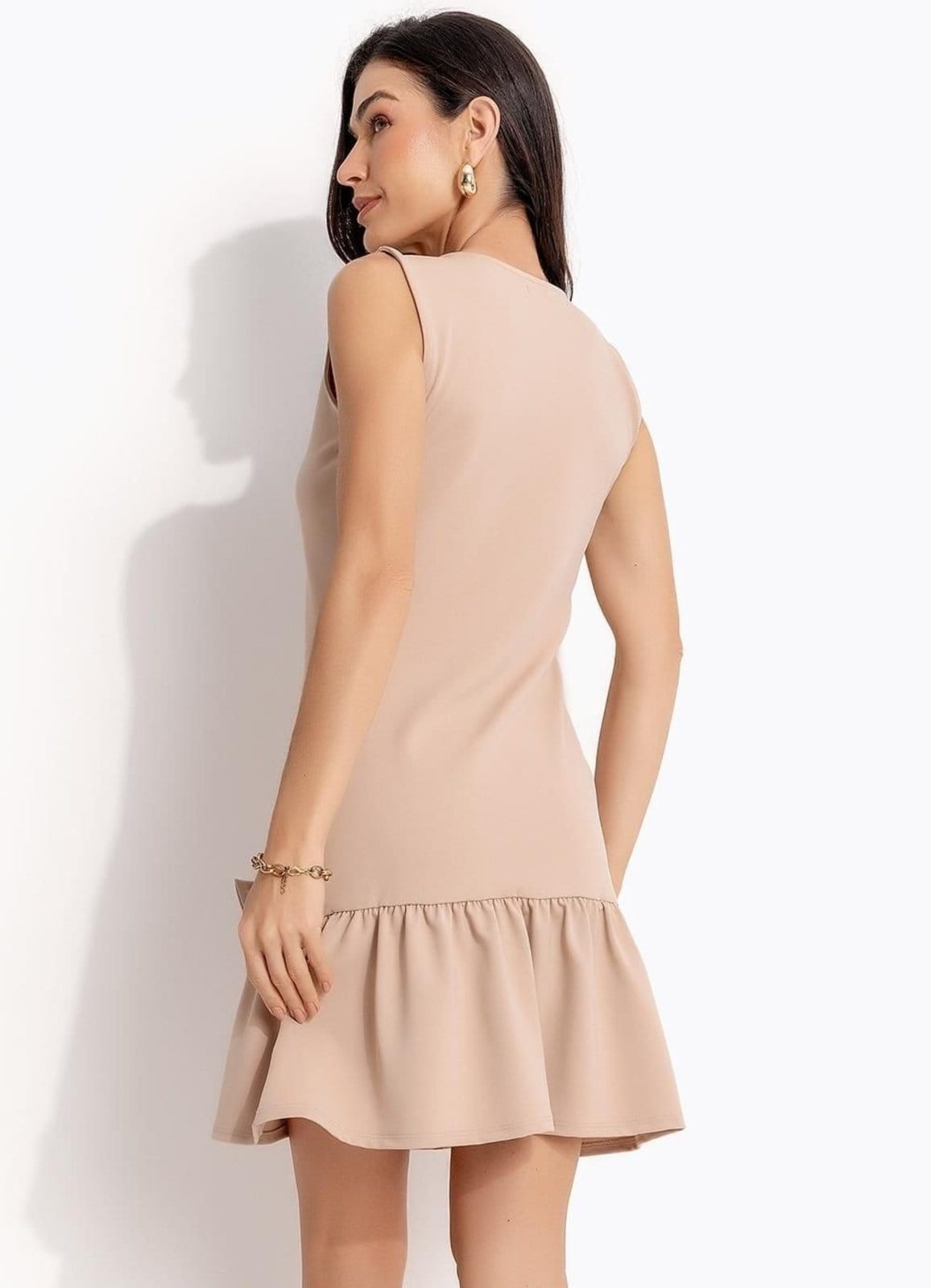 Vista 2 Vestido Em Malha Twill Quintess Quintess bege