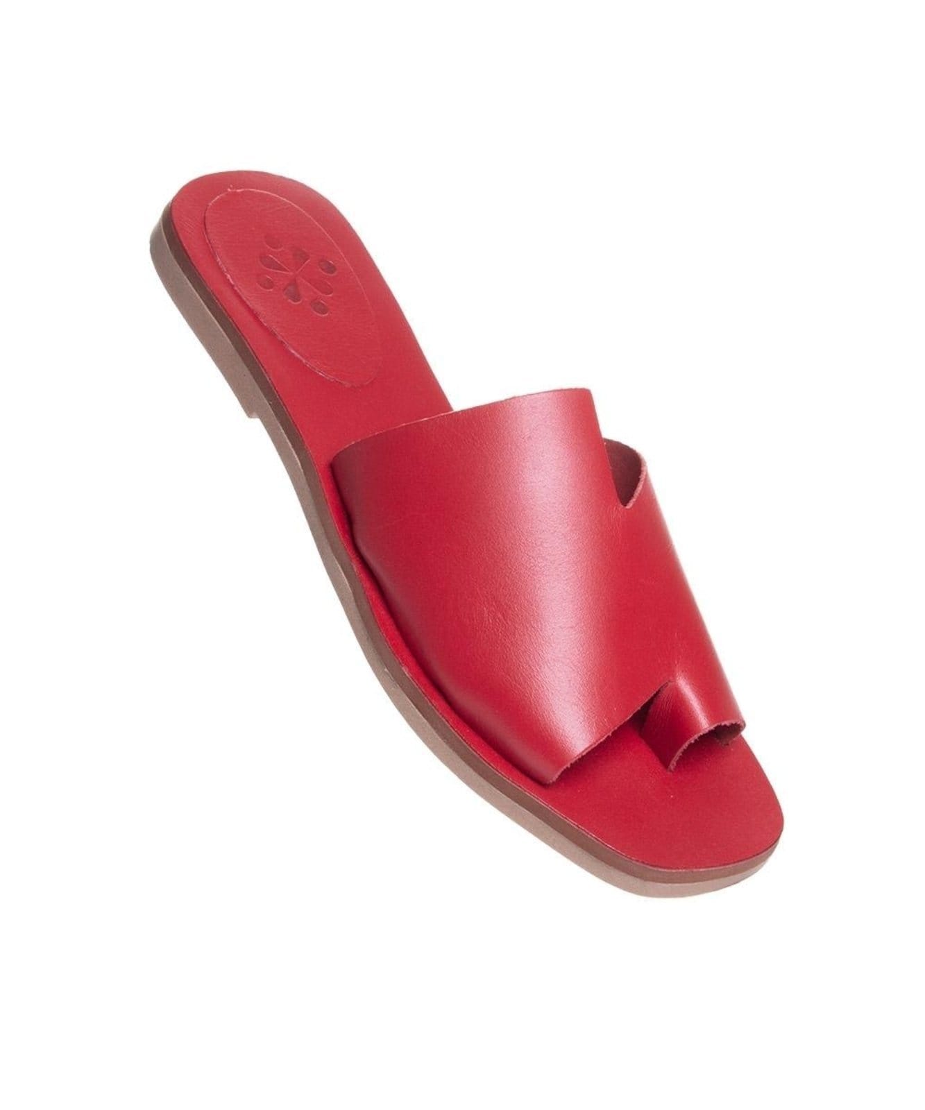 Vista 2 Tamanco Rasteira Pixolé Tiras Couro Vermelho Pixolé incolor