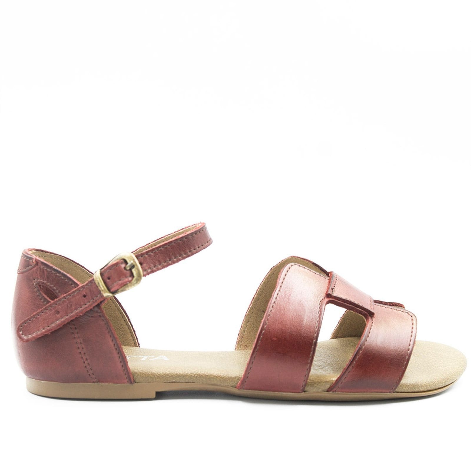 Sandália Rasteira Couro H Fechada Melina