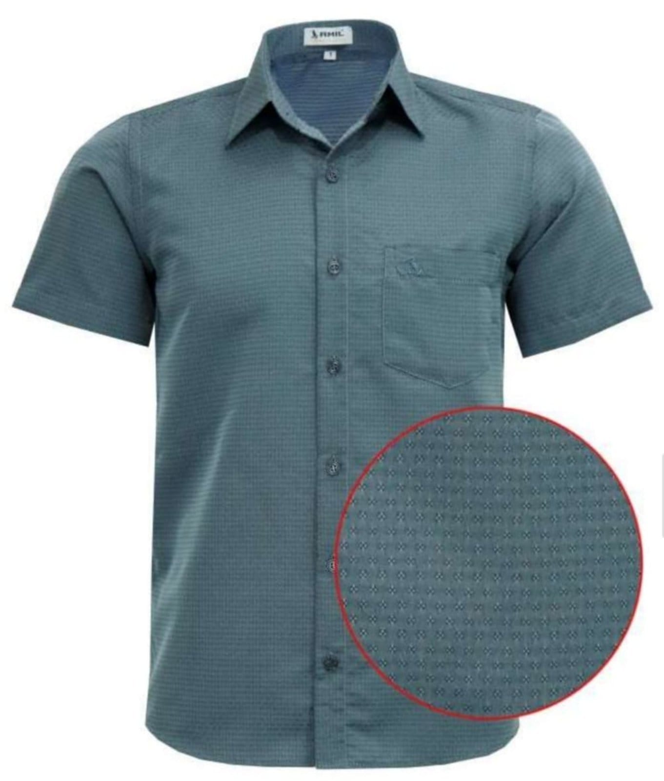 Camisa Casual Amil Comfort Udine Com bolso Poliéster Macia Manga Curta