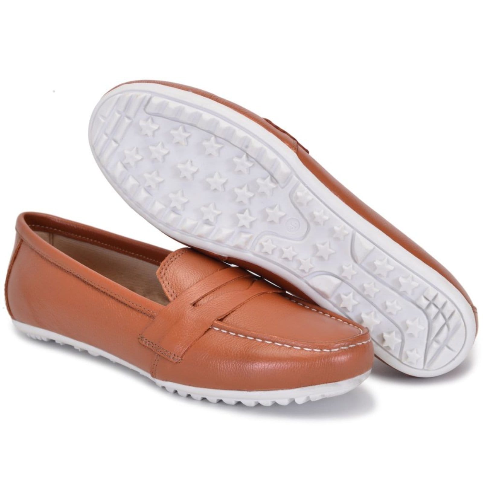 Vista 2 Mocassim Sapato Feminino Couro legítimo Casual Comfort Cor ROMEU E JULIETA SHOES caramelo