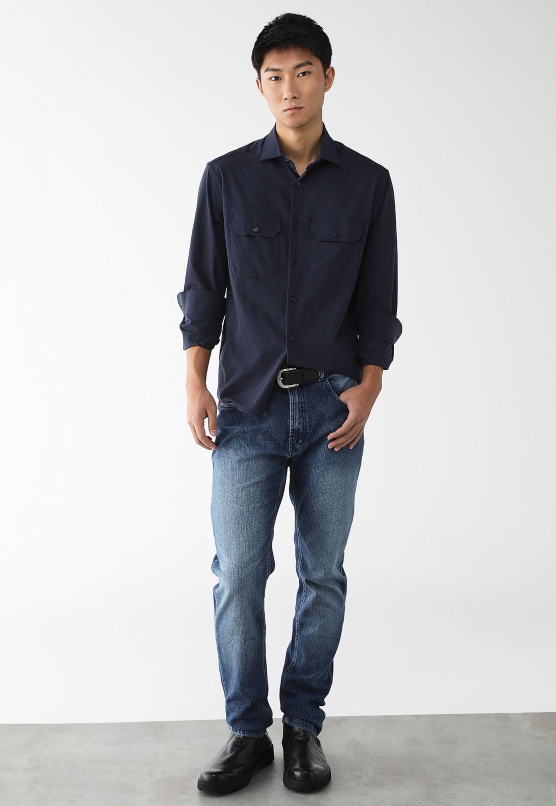 Vista 2 Camisa Ellus Reta Pockets Azul-Marinho Ellus azul marinho