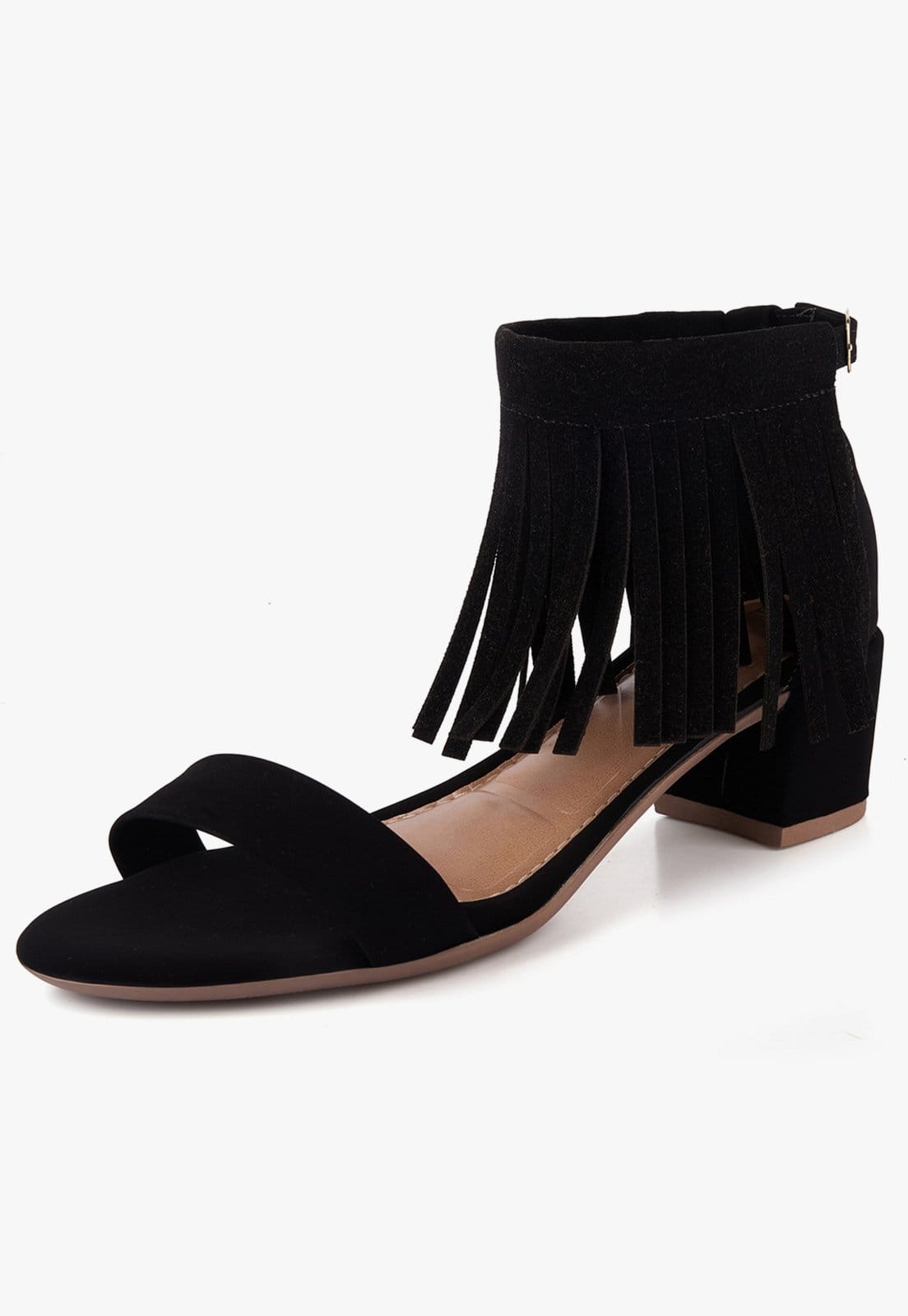 Sandália Feminina Takata Salto Baixo Bloco Grosso Franja