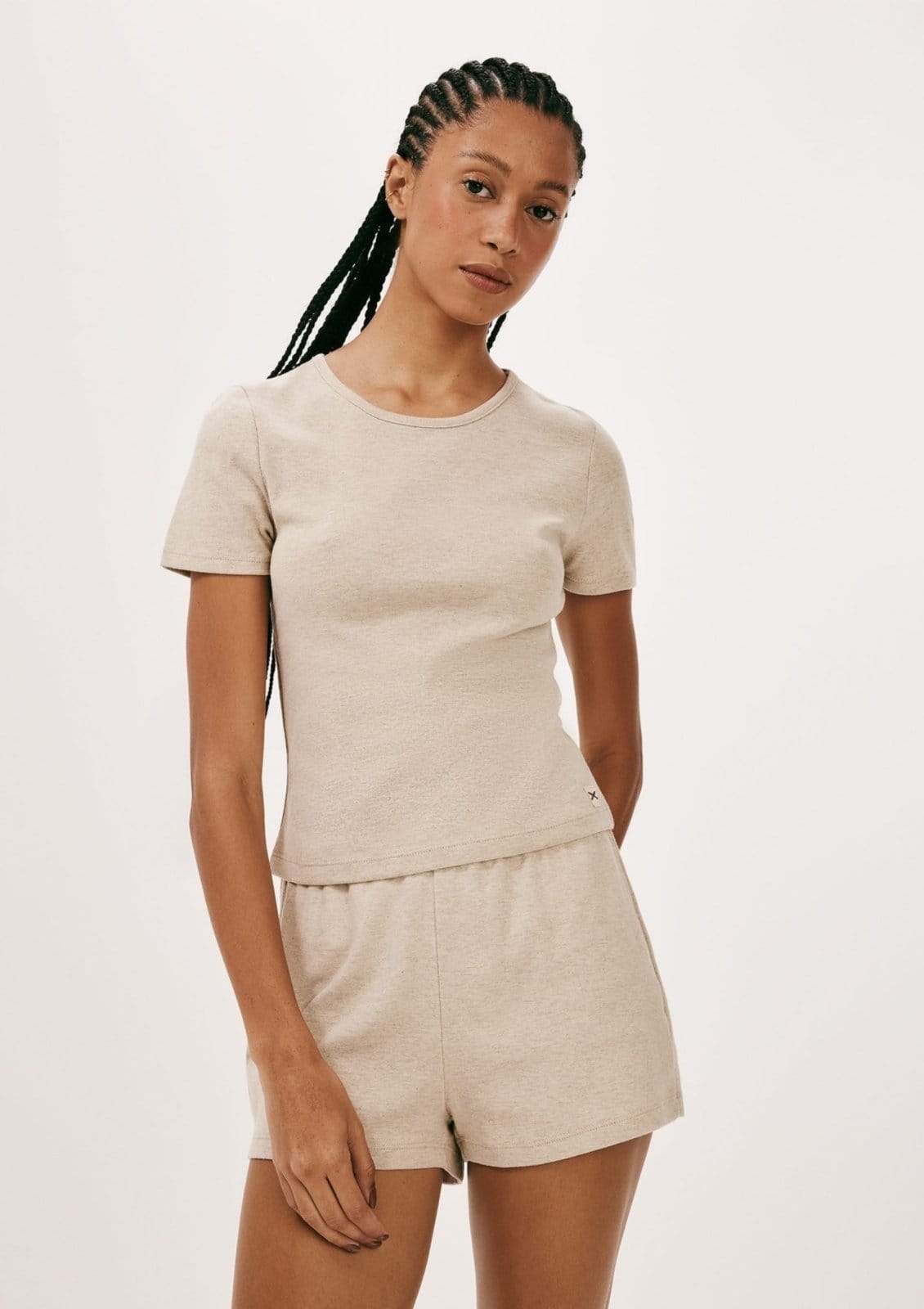 Pijama Curto Feminino Em Ribana Canelada Hering