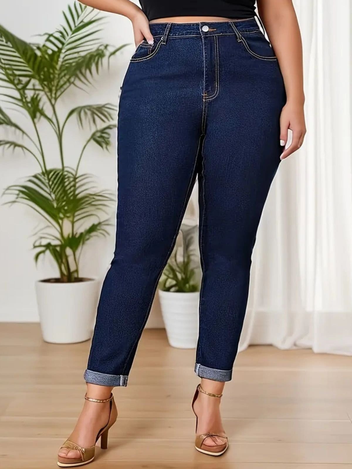 Calça Jeans Feminina Safira Moda Plus Size Escuro