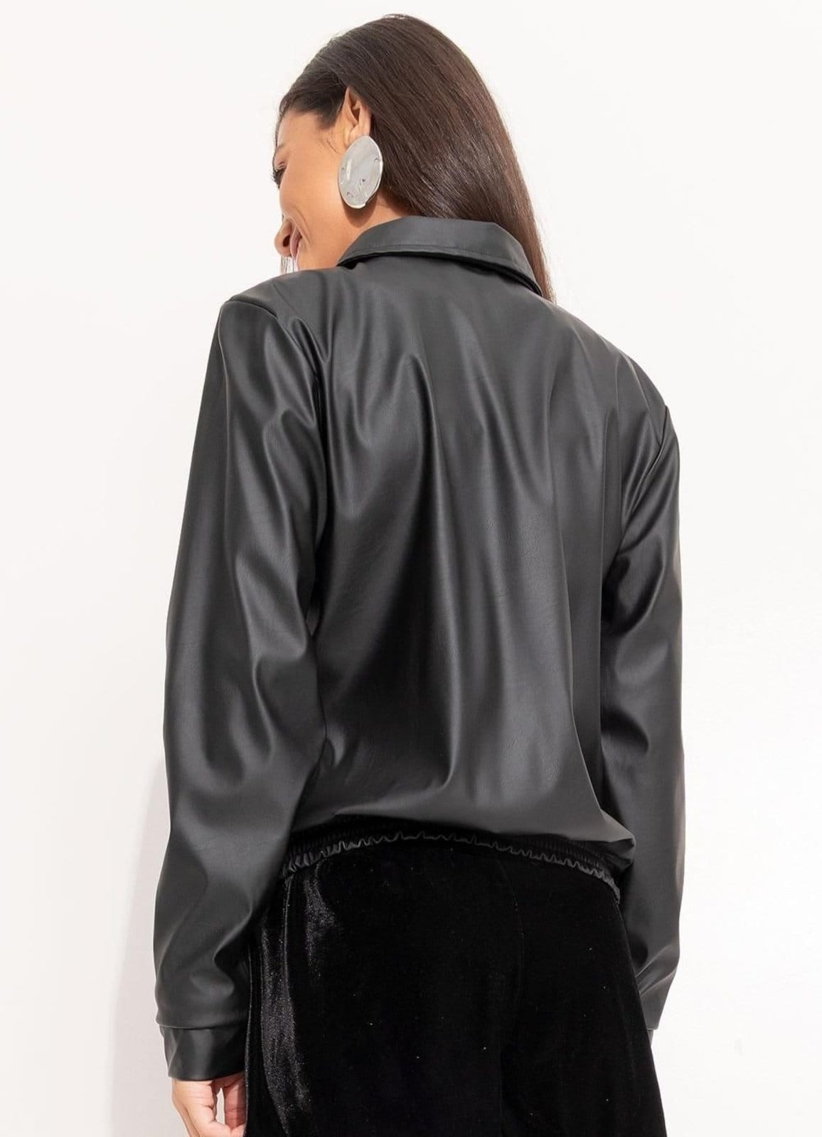 Vista 2 Jaqueta Material Sintético Preta Colorido Quintess preto