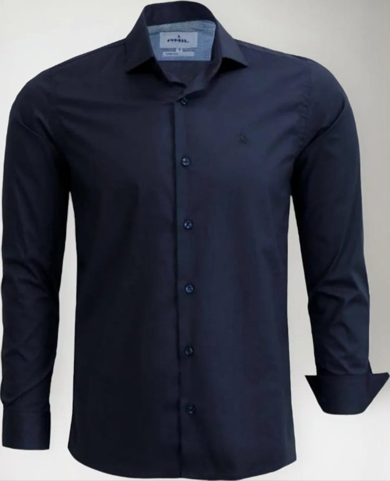Vista principal Camisa Social Amil Comfort Lorien Algodão Com Elastano Manga Longa Luxo Noite Amil azul marinho