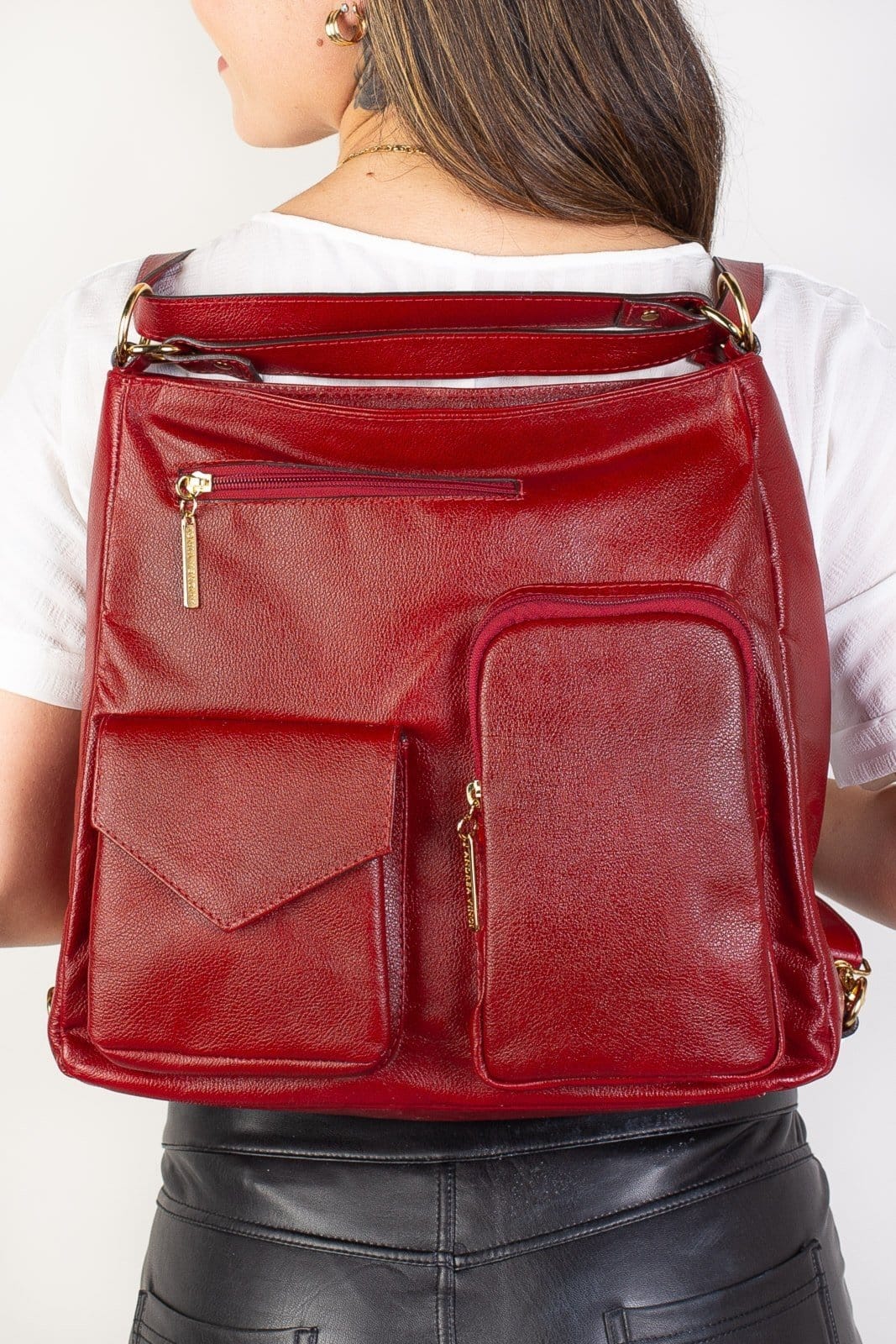 Bolsa Andrea Vinci Mochila De Couro Liso Érica