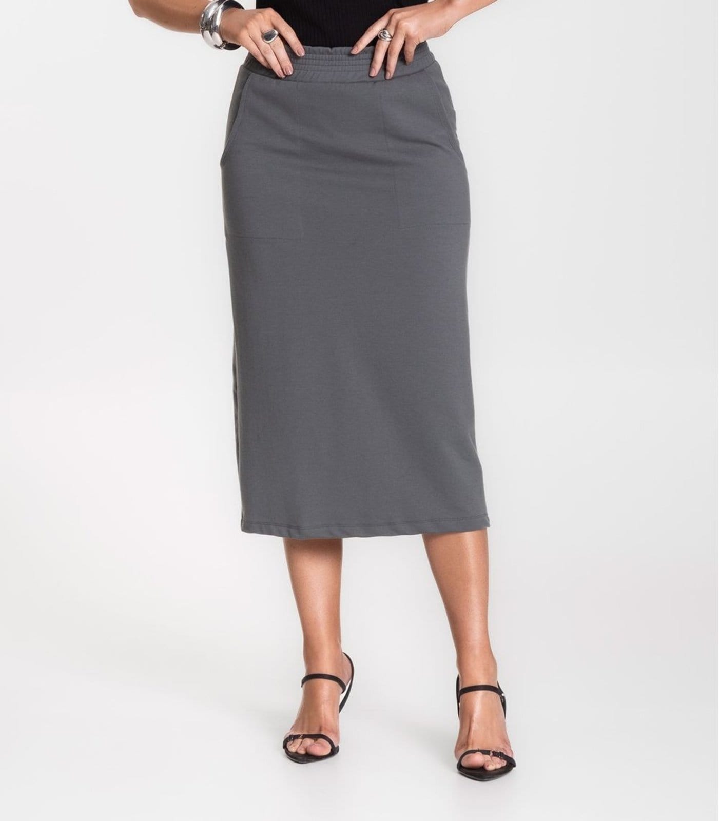 Vista 2 Saia Feminina Select Select cinza