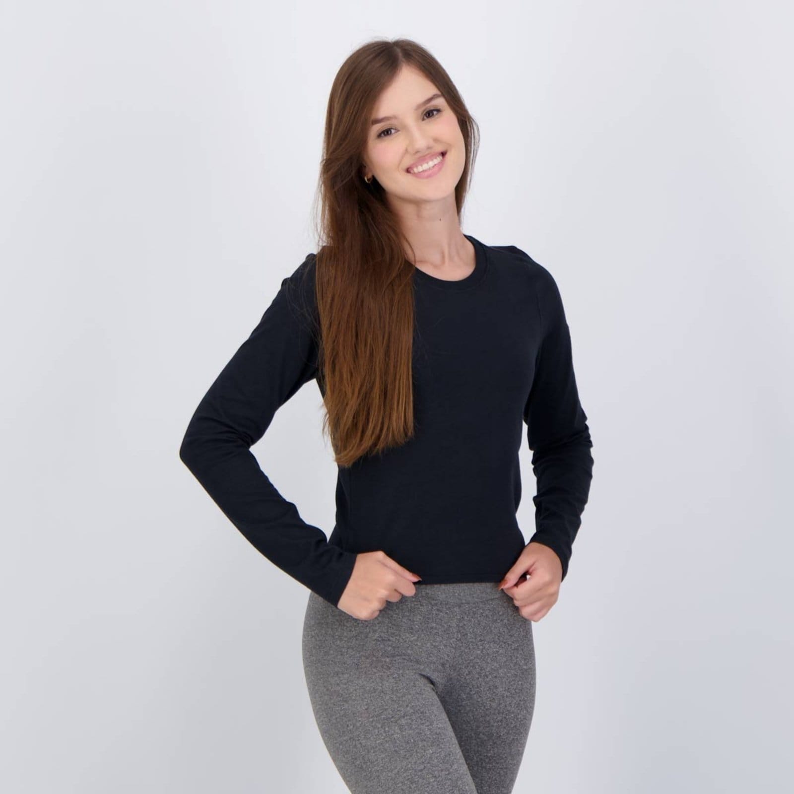 Vista 2 Cropped Fila F-Box Manga Longa Feminina Preta Fila preto