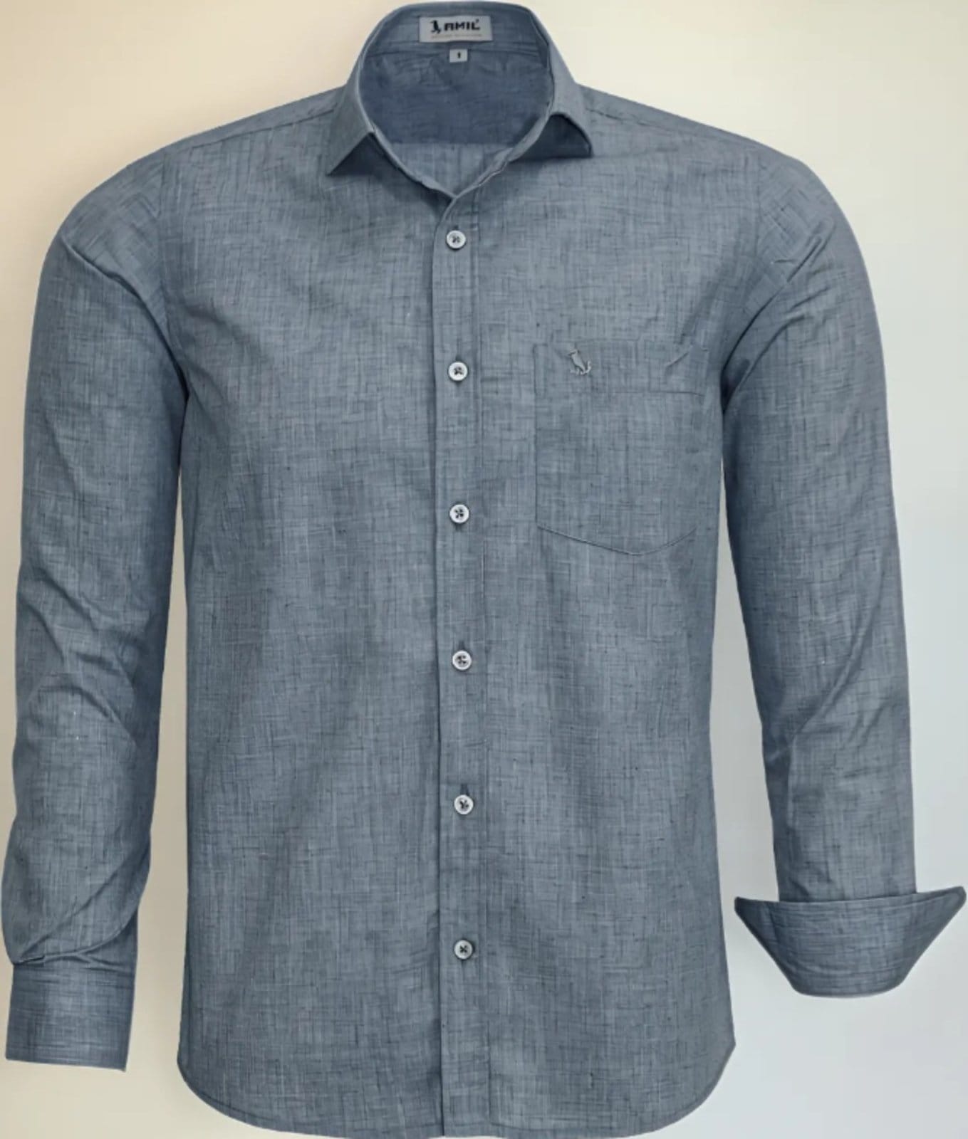 Camisa Social Amil Isildur Comfort Misto Mesclado Manga Longa C/Bolso Luxo médio