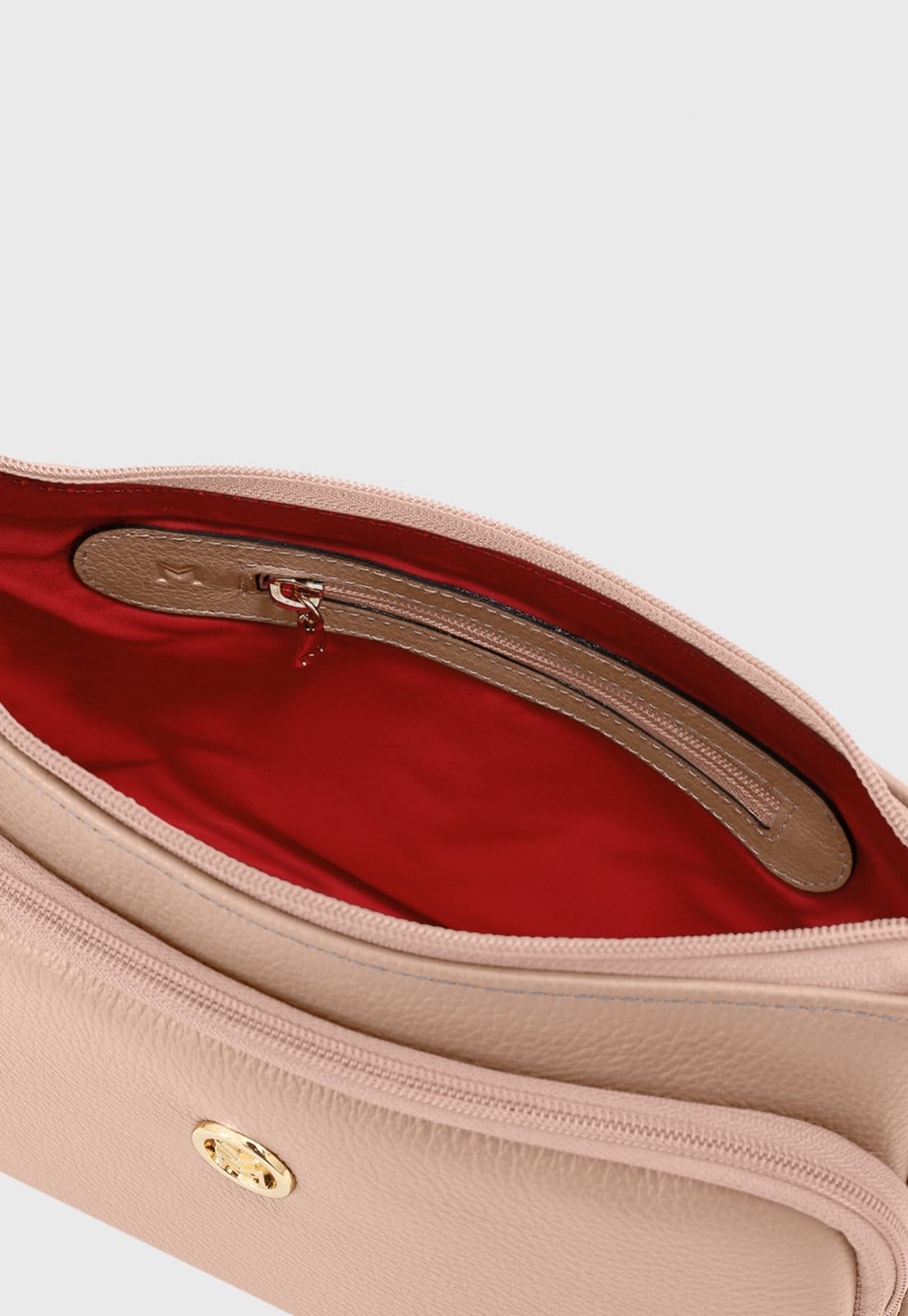 Vista 2 Bolsa Transversal Couro Mariart Rosalina Creme Mariart bege