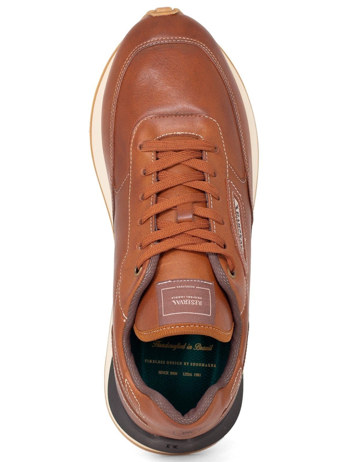 Vista 2 Tênis Masculino Reserva RSV Jogg Kick Couro Legítimo Confortável Whisky RESERVA GO marrom