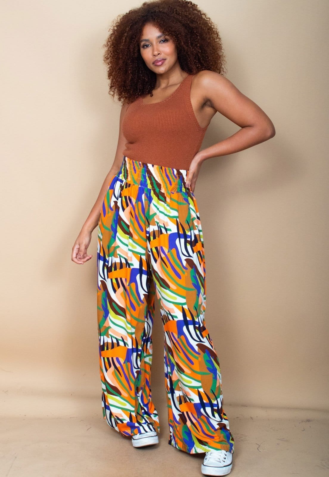 Calça Cabanafree Pantalona Elastic Embaú Estampa Cores Vibrante