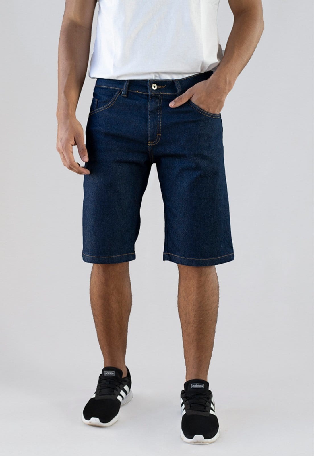 Bermuda Jeans Masculina Tradicional Marinho Versatti Itália B