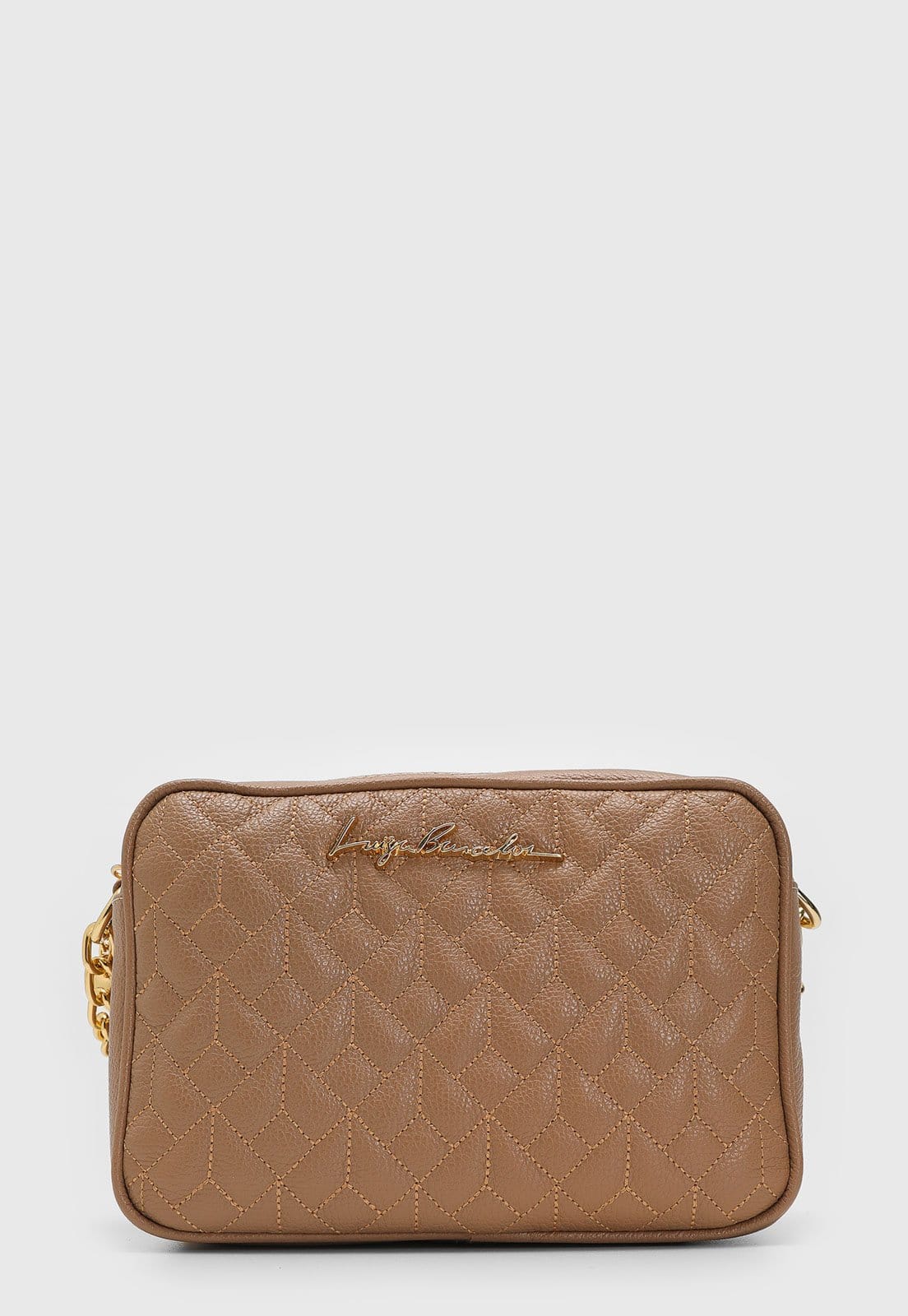 Vista 2 Bolsa Couro Luiza Barcelos Matelassê Luiza Barcelos caramelo