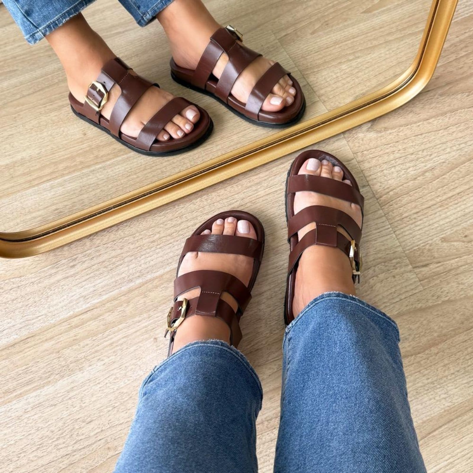 Flat Rasteira Damannu Shoes Feminina com Tiras e Fivela Ajustável - 2