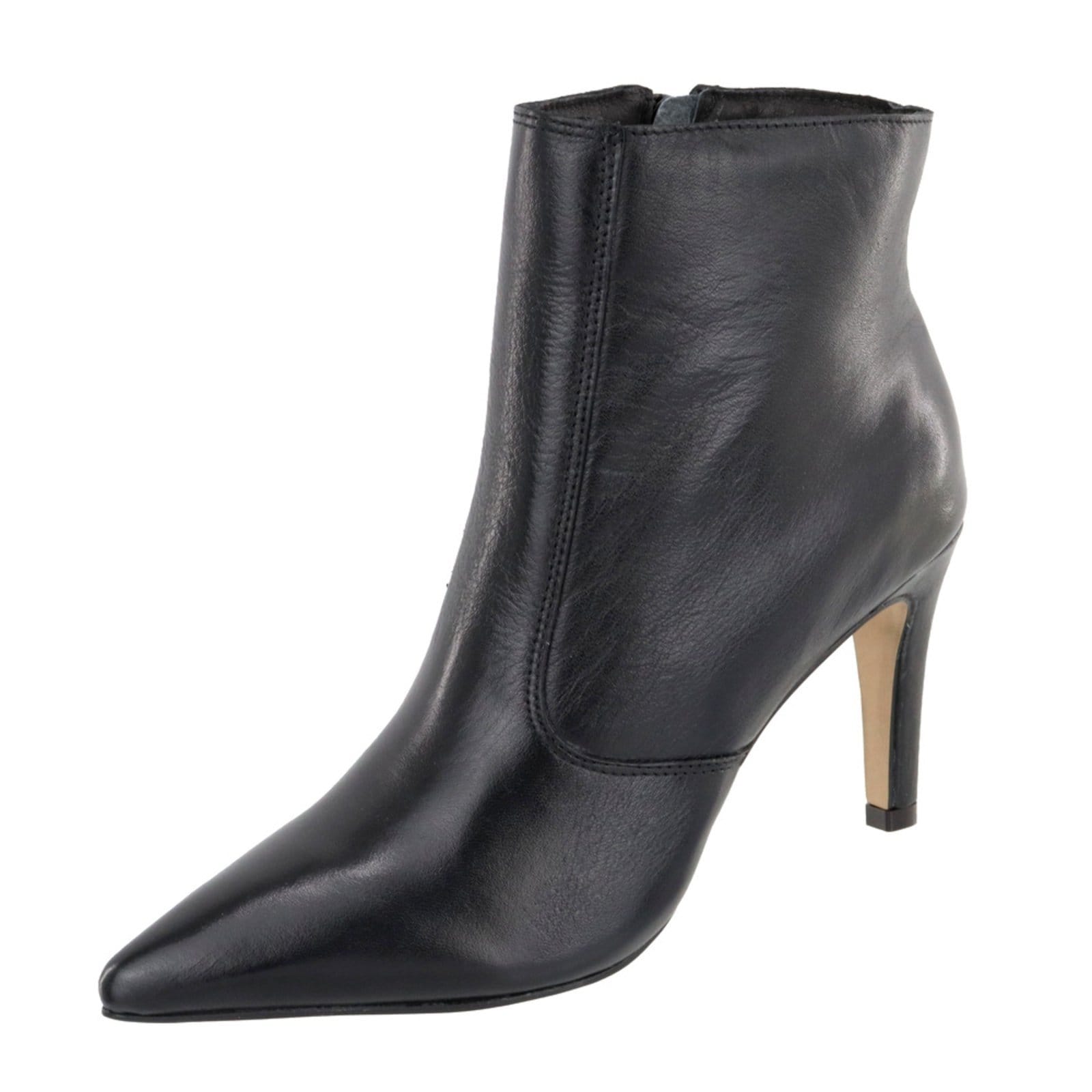 Bota Salto Fino Cano Curto Bico Fino em Couro Maria Paula