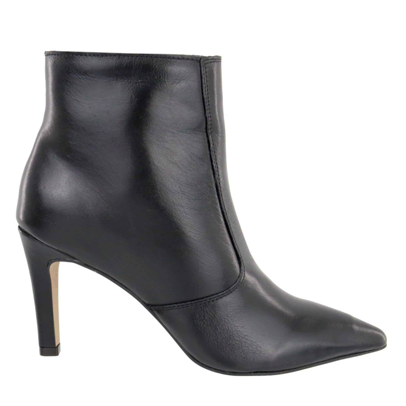 Vista 2 Bota Salto Fino Cano Curto Bico Fino em Couro Maria Paula MARIA PAULA preto