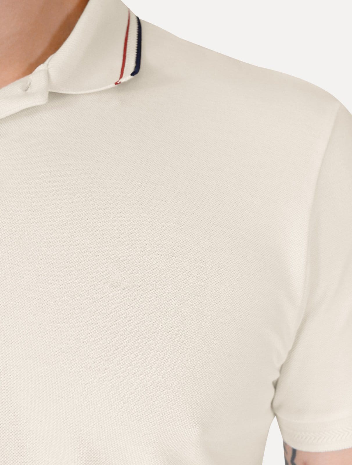 Vista 2 Polo Aramis Masculina Piquet Gola Duo Frisos Off-White Aramis off-white white