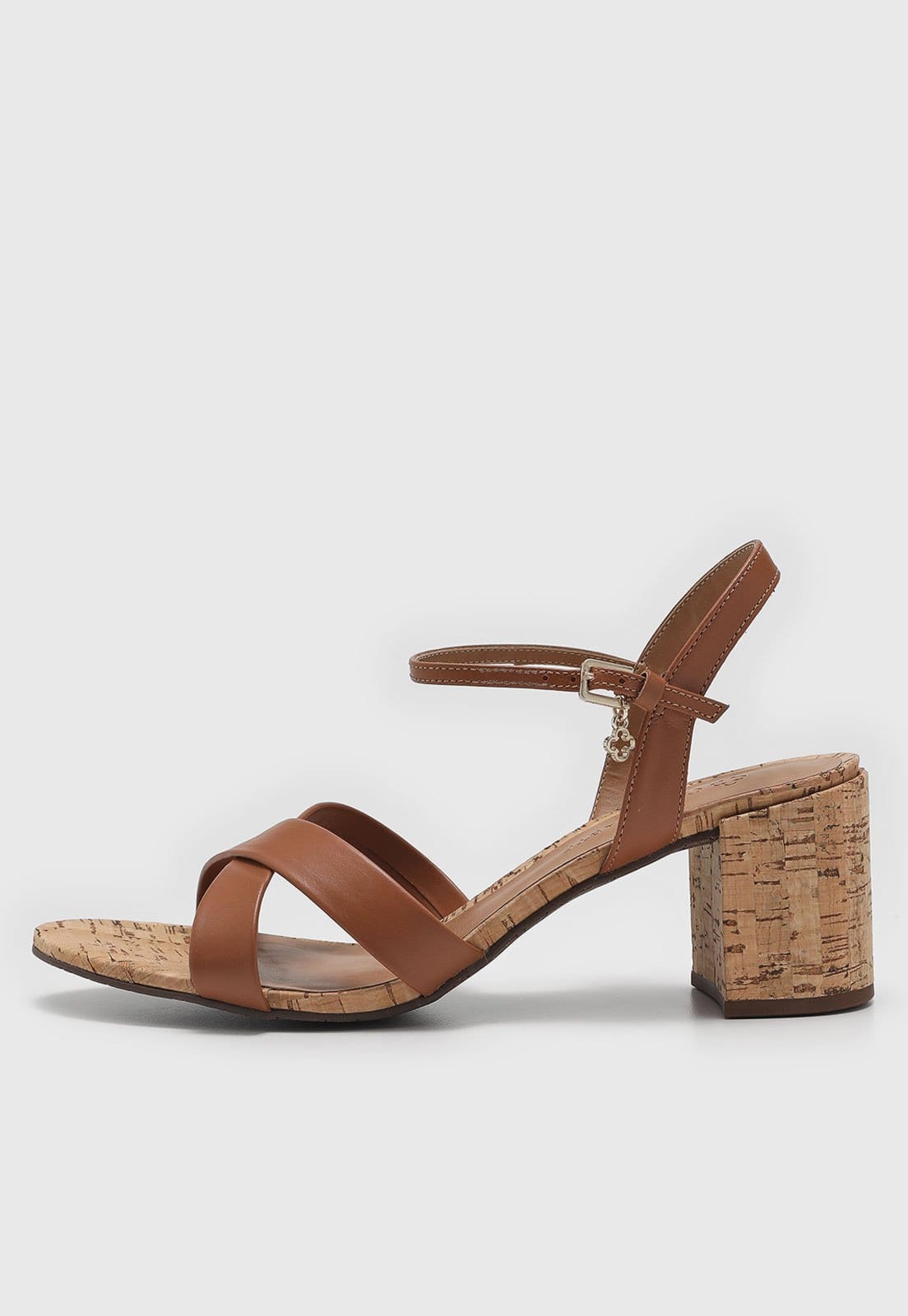 Sandália Feminina Capodarte Salto Bloco Cortiça Caramelo