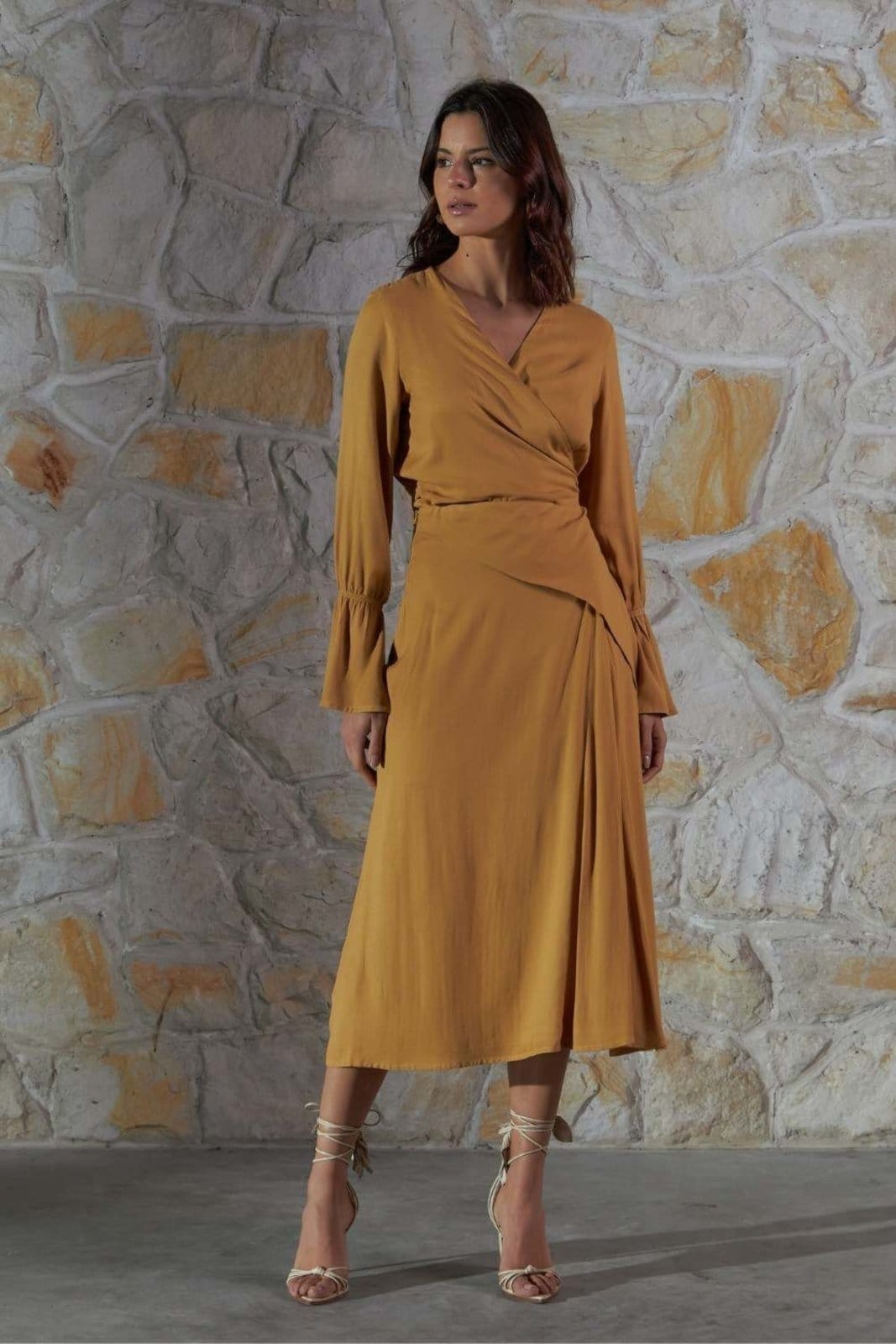 Saia Vanibele Midi Camelo