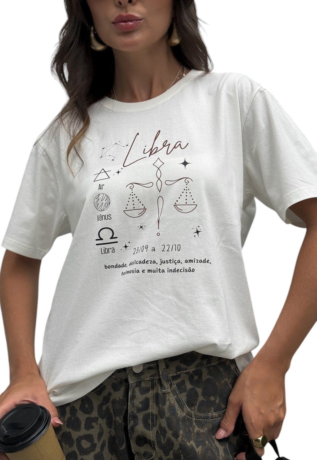 Camiseta Cianitas Off Estampa Signo Libra - 2