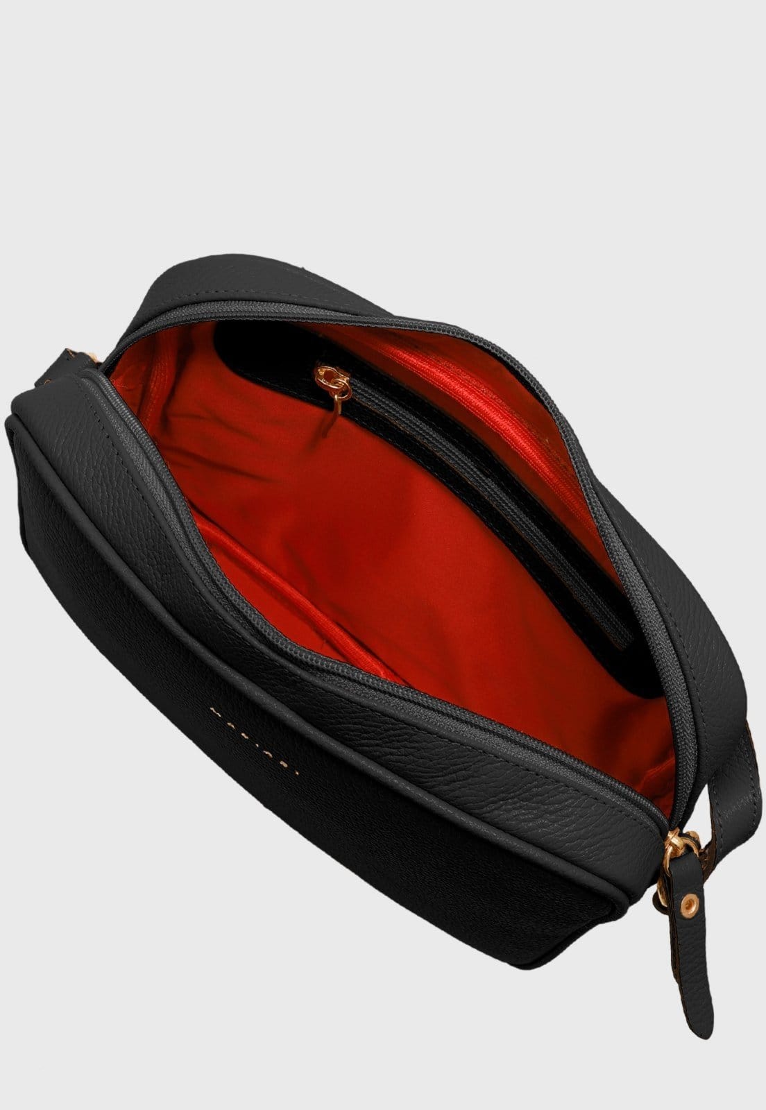 Vista 2 Bolsa Transversal Couro Mariart Maxi Jeri Preta Mariart preto