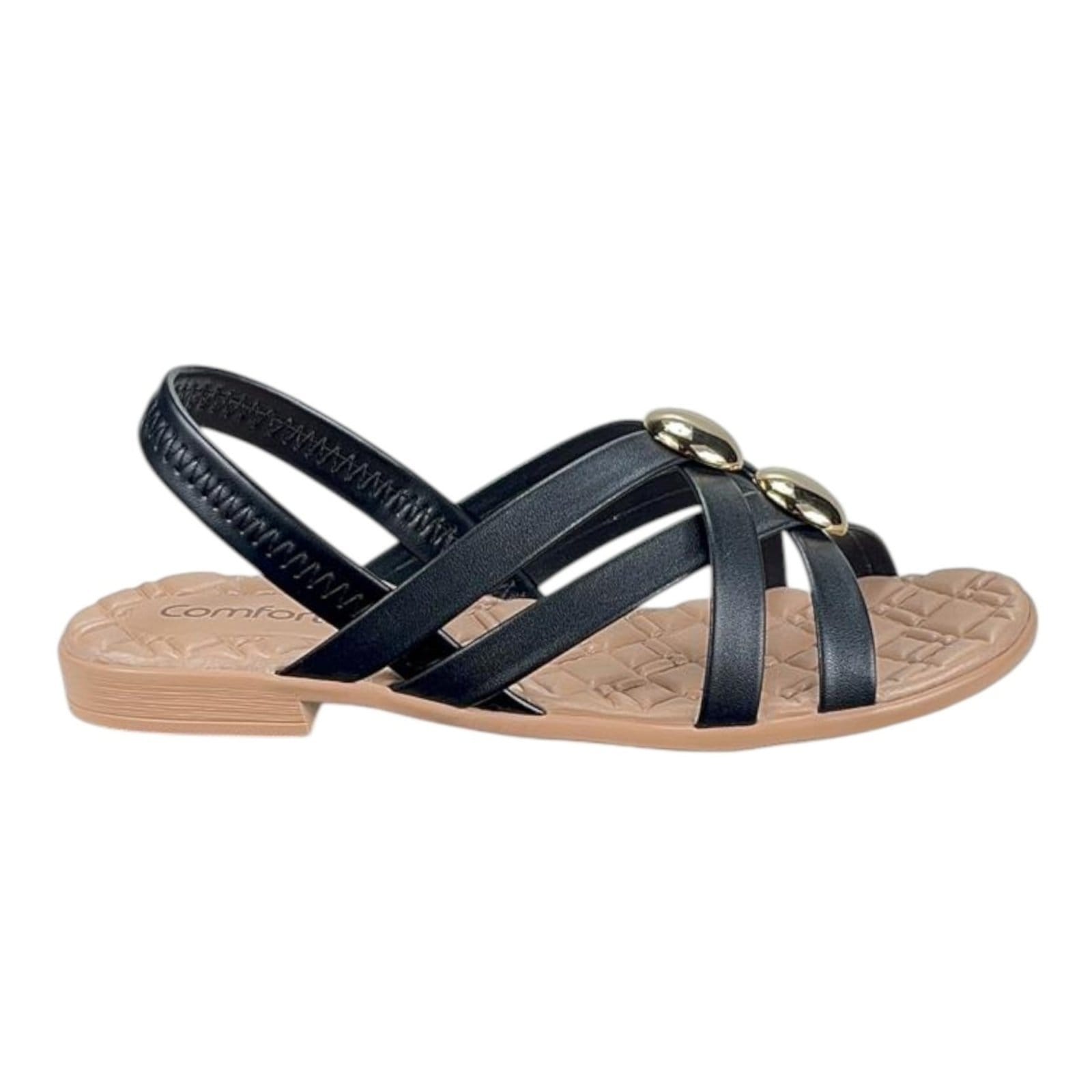 Sandália Rasteirinha Comfortflex Trama Metal 2541403