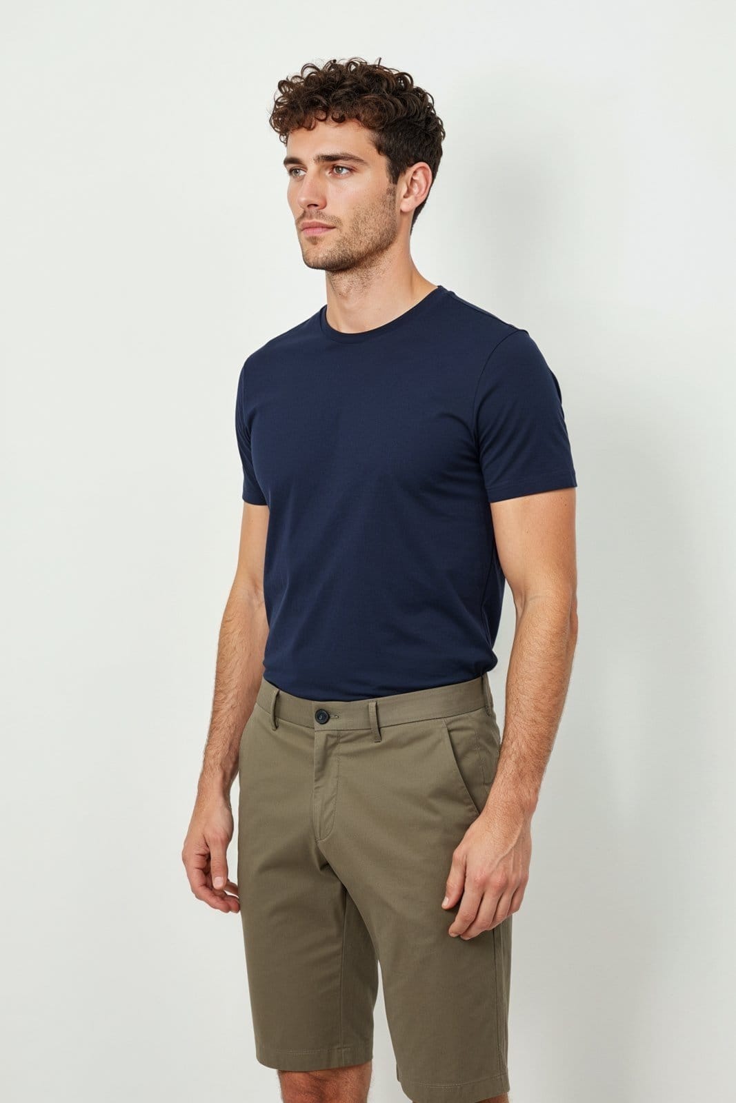 Bermuda Algodão Egípcio Slim Traymon Kaki Acizentado