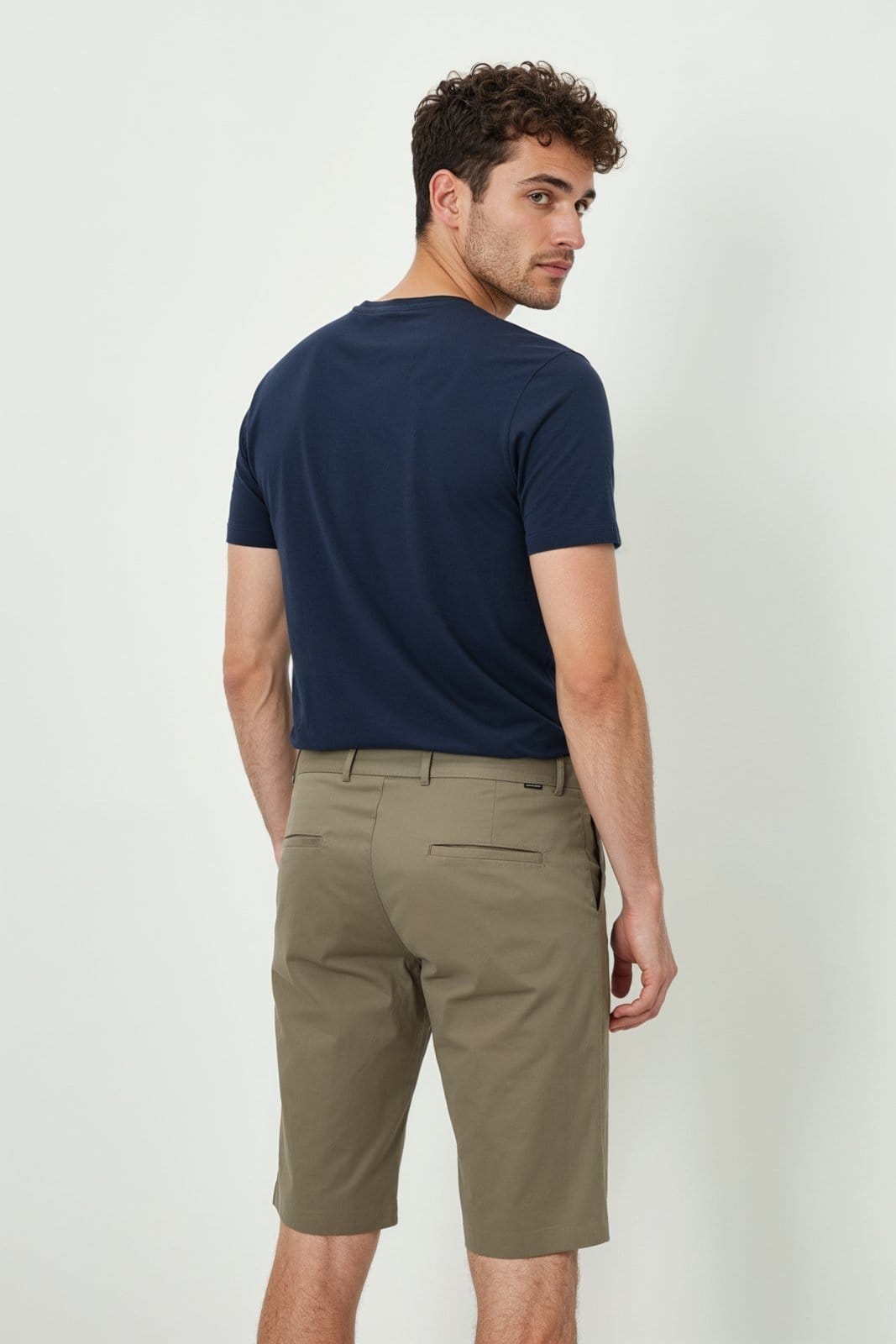 Vista 2 Bermuda Algodão Egípcio Slim Traymon Kaki Acizentado Traymon bege kaki