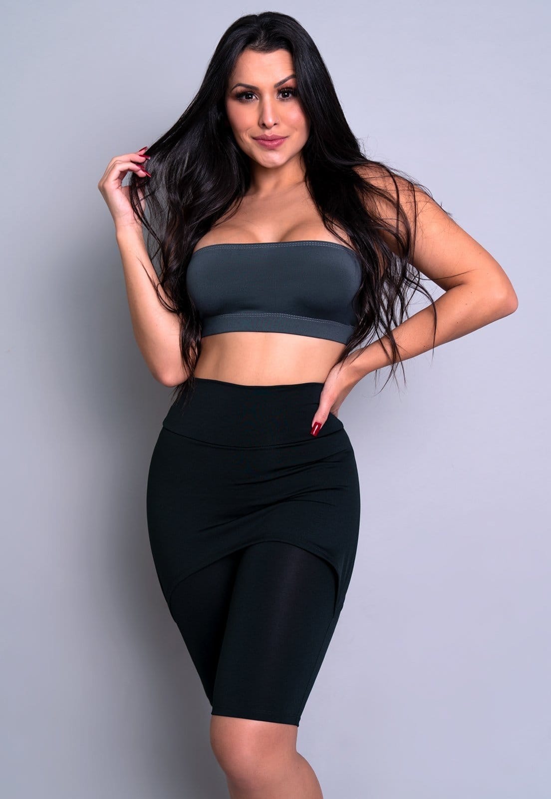 Bermuda MVB Modas Lisa Saia Tapa Bumbum Cintura Alta