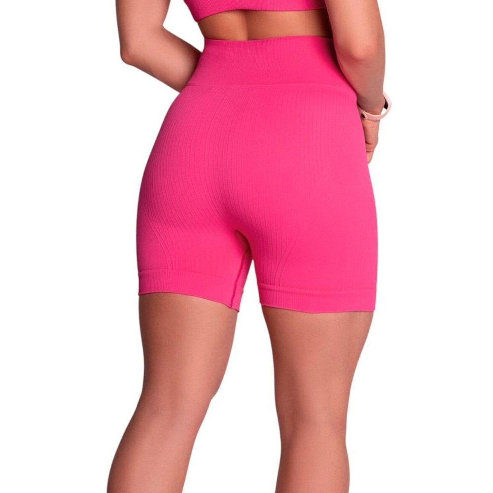 Vista 2 Short Selene Sem Costura Canelado Feminino SELENE rosa