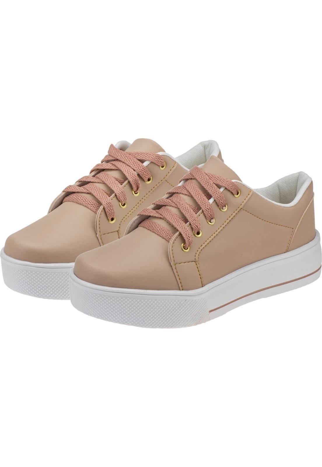 Vista 2 Kit 03 Pares Tênis Casual Lumiss Plataforma Nude/Preto/Branco LUMISS branco nude